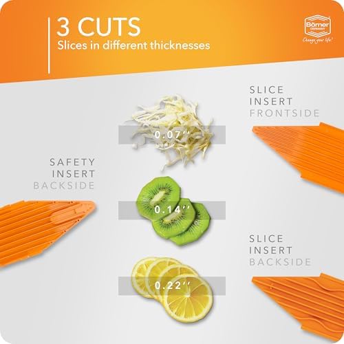 Borner Mandoline Food Slicer V1 (Basic Set) by Reston Lloyd • V-Slicer with Food Holder • Made in Germany • Fruit & Vegetable Chopper • Multiple Settings • Color: Orange