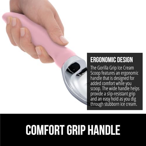 GORILLA GRIP® Heavy Duty Ice Cream Scoop, Professional Scooper, Pink