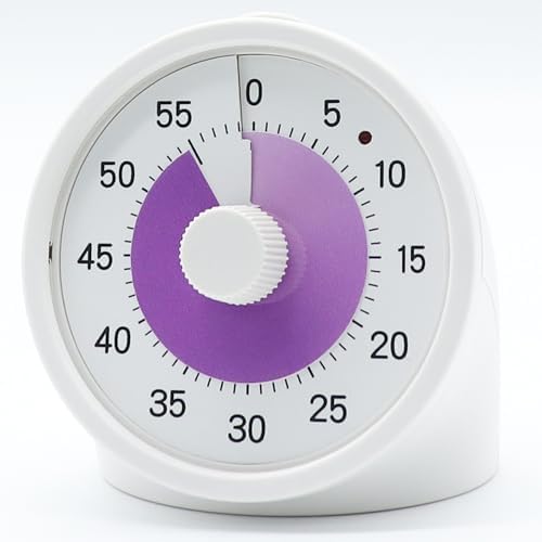 Tiempo Round 60-Minute Visual Analog Timer, Pause Function, 6 Alarm Modes, Magnetic Productivity Focus Desk Timer for Kids, ADHD, Study, Work, Kitchen, Purple