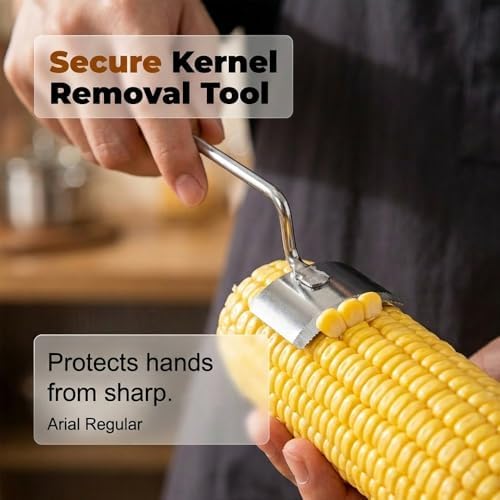 Corn Peeler Stainless Steel Corn Cob Stripper Tool Wooden Handle (1)