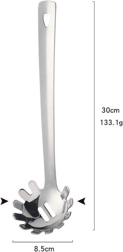 6 Pcs Silver Spaghetti Server, Stainless Steel Titanium Plated Pasta Server Ergonomic Curve Handle Design Spaghetti Server for Kitchen, Dishwasher Safe(12 inches/30cm)