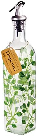 Grant Howard Vines Hand Painted Glass Oil and Vinegar Cruet, 16 oz, Multicolor