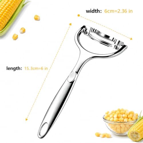2Pcs Upgraded Corn Peeler, Stainless Steel Corn on the Cob Stripper Tool, Ergonomic Non-Slip Handle, Smooth Corn Kernel Cutter for Kitchen, Meal Prep, Gift for Cooking Lovers