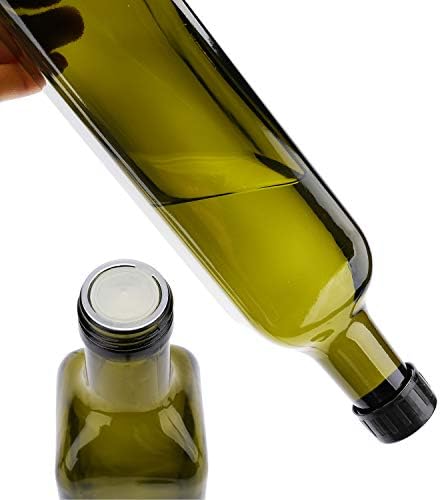 Kingrol 6 Pack 8 oz Glass Olive Oil Dispenser Bottles, Oil and Vinegar Cruets with Stainless Steel Pourer Spouts, Non-Drip Oil Bottles for Kitchen