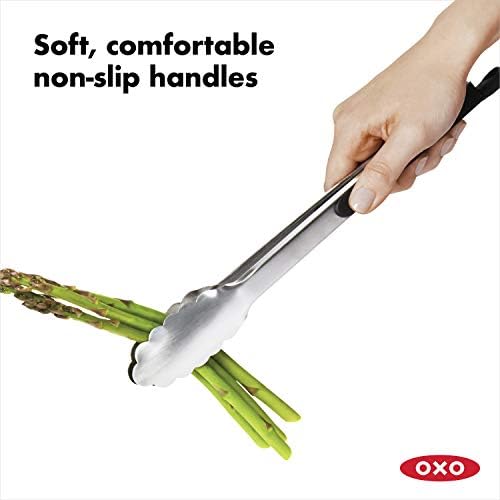 OXO Good Grips Pizza Wheel and Cutter + OXO Good Grips 12-Inch Stainless-Steel Locking Tongs Bundle