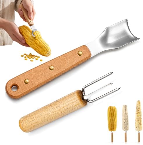 Corn Peeler, 2026 New Stainless Steel Corn Stripper Tool with Holder，1 PACK