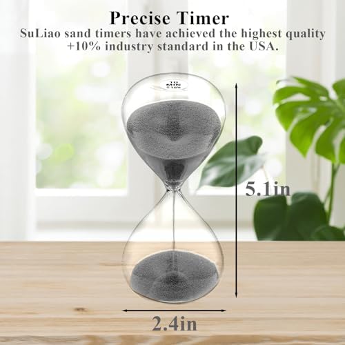 SuLiao Hourglass Sand Timer 10 Minute,5.1 Inch Black Sand Clock 10 Min, Extra Reloj De Arena, Unity Hour Glass Sandglass for Kids, Games, Classroom,Desk, Office Home Decor