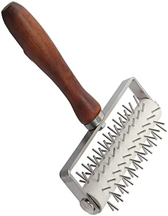 Time Saver Pizza Dough Roller with Wood Handle, for Pizza Cookie Cake Pie Pastry Bread Dough (Stainless Steel)