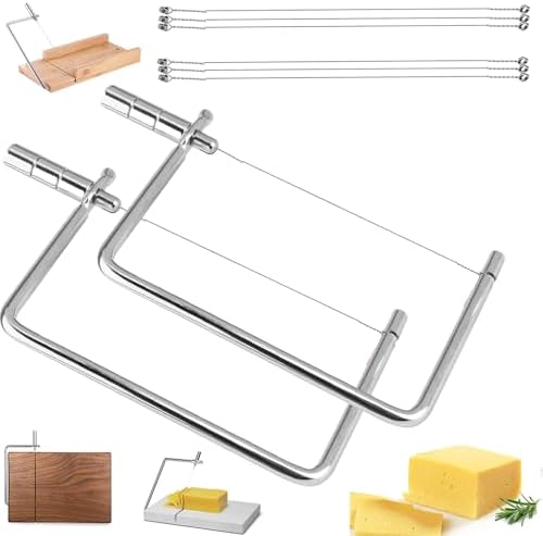 Cheese Slicer Accessories Kitchen Marble Board Cheese Cutter Stainless Steel Components Ideal Making Giftable Cheese Cutting Boards with The Cheese Slicer Kit(2CheesS slicer 6Extra Wires,7inch)