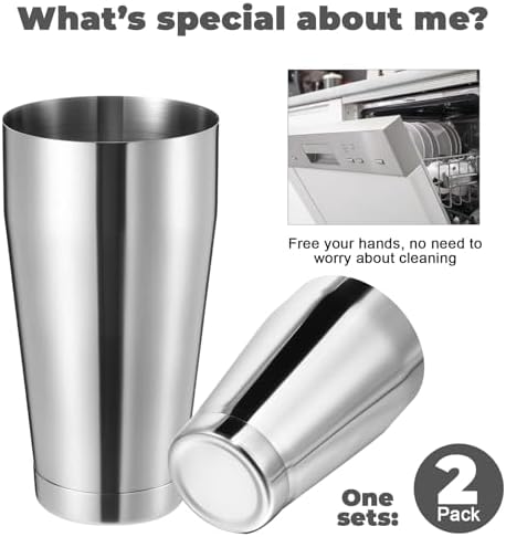 Sabary 2 Pcs Shakers Bartending Boston Cocktail Shaker, Silver