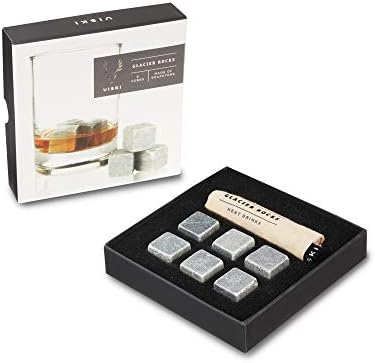 Viski Glacier Rocks, Whiskey Stones Set, Bourbon Rocks, Cocktails and Liquor Stones, Chilling Stones for Drinks, Whiskey Accessories, 6-Piece