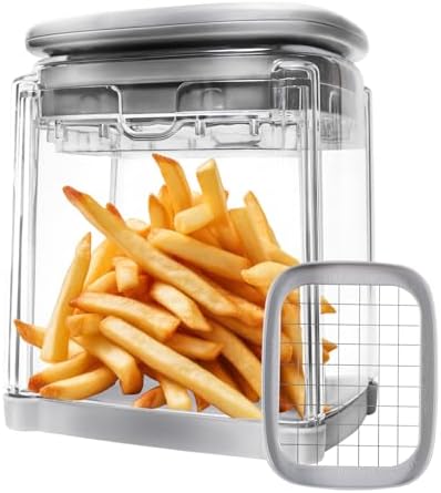 French Fry Cutter with 1 Blade Stainless Steel Manual Potato Chopper Gray