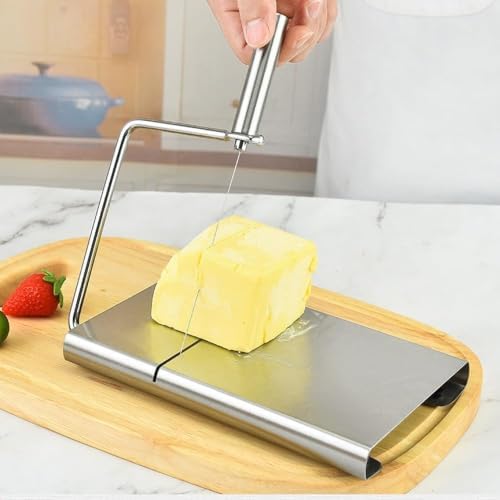 Stainless Steel Cheese Cutting Board With Wire Cheese Slicer Cutter
