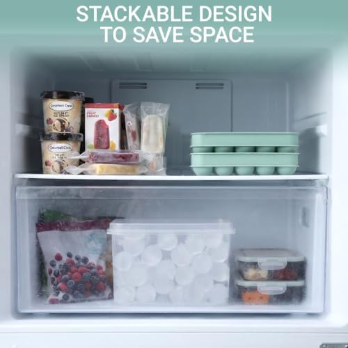 Round Ice Cube Trays with Lid and Bin, 70 Sphere Ice Ball Maker for Freezer, 1 Inch Small Ice Mold, Stackable BPA Free Ice Tray for Whiskey, Cocktails, Iced Coffee, Juice and Mixed Drinks