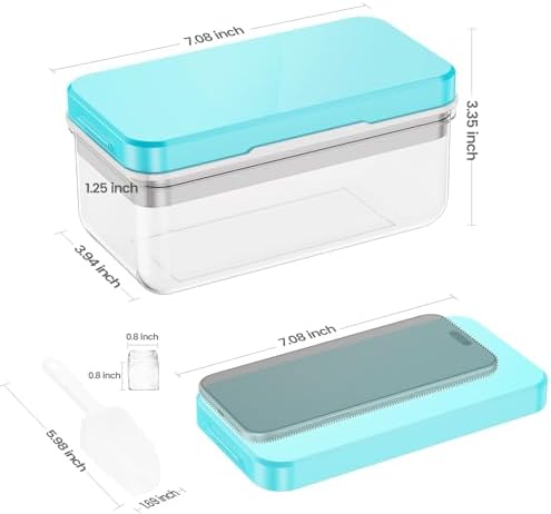 PHINOX Ice Cube Tray with Lid and Bin, Easy Release 28 Cubes for Freezer