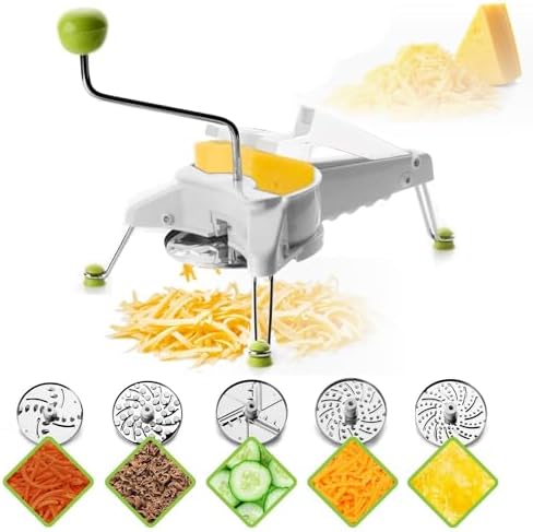 IBILI Mouli Rotary Cheese Grater 5-in-1 with Hand Crank | Made in Spain | Mandoline Slicer Vegetable Chopper for Parmesan Cheese, Nuts & Fruits | Includes 5 Stainless Steel Interchangeable Blades
