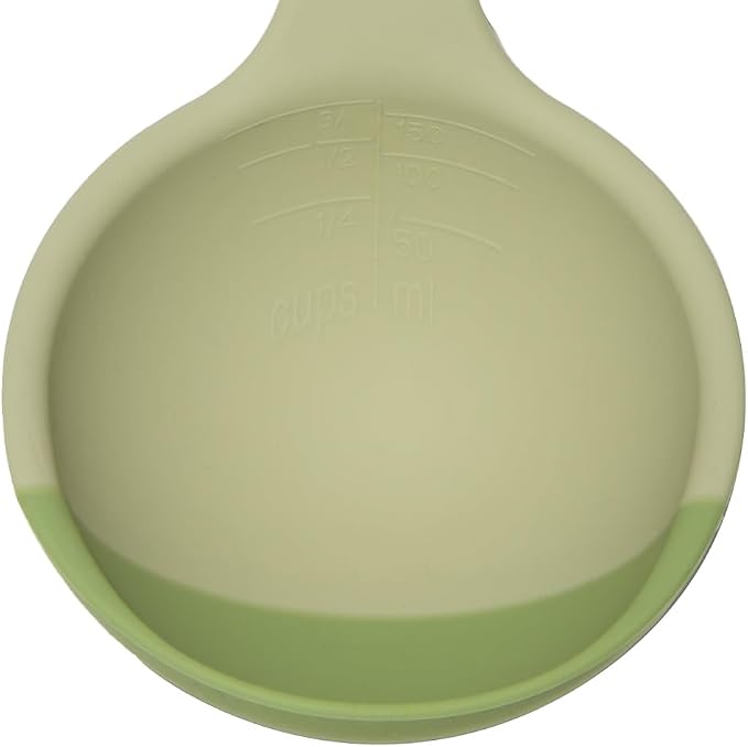 Silicone Spoon - Colorful Silicone Spatula Ladle with a Soft Top to Mold to your Pots & Pans. (Green/Grey)