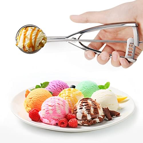 Cookie Scoop for Baking Set of 3 - Ice Cream Scoop Stainless Steel - Ice Cream Scooper with Trigger Release for Melon Baller