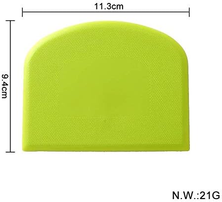 Bench scraper for baking, Bowl scraper for baking, food-safe plastic dough cutter, flexible plastic scraper, practical table scraper, multi-functional food scraper, white, green 2 pack