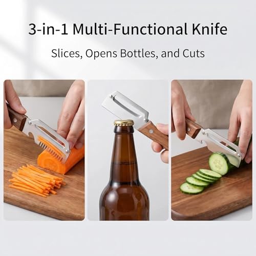 2pcs Premium Dual-Purpose Vegetable Peelers,peelers for kitchen, Stainless Steel Zero-Snag Blade with Slicer, Wooden Handle & Bottle Opener, Elite Kitchen Tools peeler