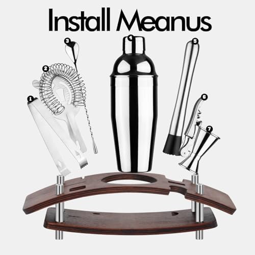 Mixology Bartender Kit Cocktail Shaker Set: 9-Piece, Bar Tools with Rotating Stand, Bar Set with All Essential Accessory Tools: Martini Shaker, Jigger, Strainer, Mixer Spoon, Muddler Ect, (Silver)
