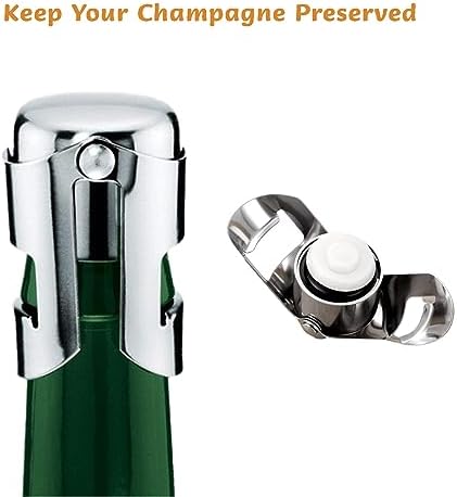 Champagne Bottle Opener and Bottle Stopper, Portable Zinc Alloy Sparkling Champagne Cork Remover, Easy to Use Bar Jar Cork Puller with Ergonomic Handle Design for Wine Lovers