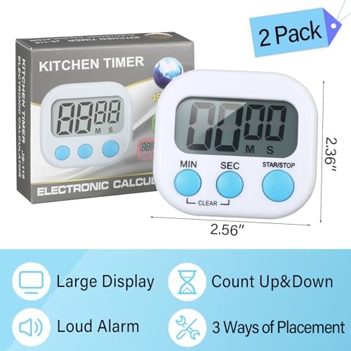 Weewooday 24 Pcs Digital Kitchen Timer Bulk, White