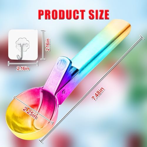 Ice Cream Scoop,Portable Stainless Steel Ice Cream Scoop with Trigger and Comfortable Handle,Dishwasher Safe,DIY Ice Cream,Gelato,Sorbet,Cake Batter (Rainbow)