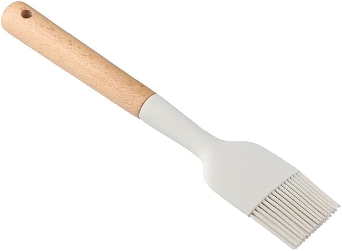 2Pcs Silicone Oil Brush with Wooden Handle,Durable Basting Brush Pastry Brush,Easy to Clean,White Food Brushes for Cooking Baking Grilling