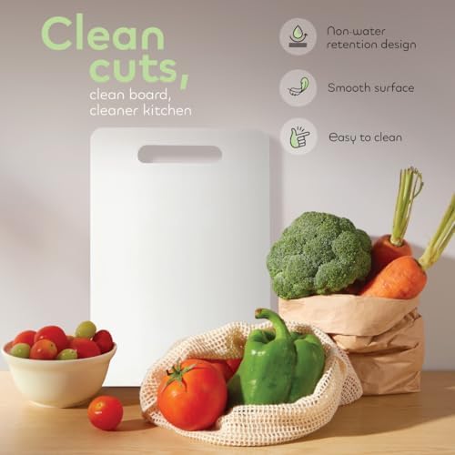 Luciano Housewares Durable Plastic Cutting Board, Chopping Board for Kitchen Use, Ideal for Cutting Vegetables, Fruits, and Meats, Kitchen Essentials, White, 13.25" x 10"