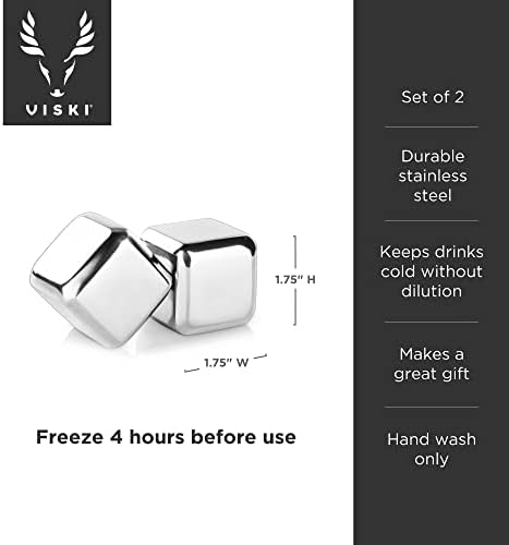 Viski Glacier Rocks Large Stainless Steel Cubes, Silver