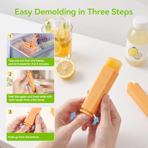 12 Individual Lidded Silicone Ice Cube Trays, Easy Release