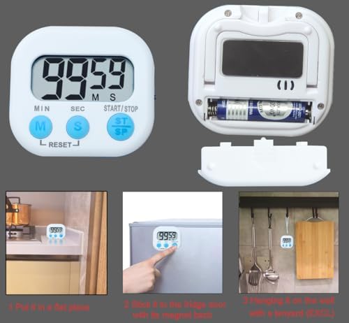 Digital Kitchen Timers, BESTWYA Electronic Timer (6, White)