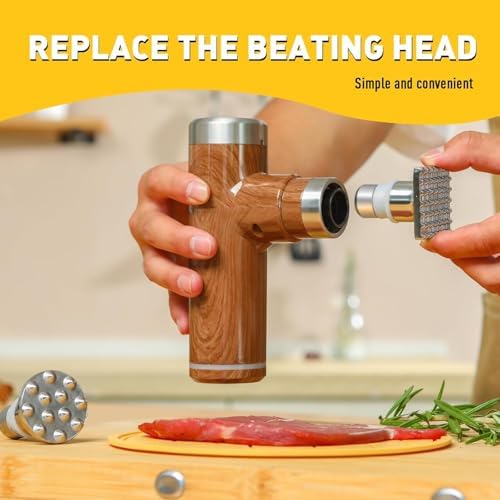 Electric Meat Tenderizer Tool,Cordless Meat Tenderizer Machine with 2 Stainless Steel Meat Mallet,Kitchen Essentials For Tenderizing Steak/Beef/Chicken Chops (brown) (N-09)