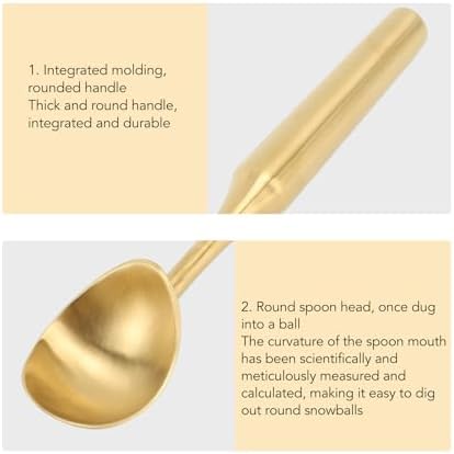 Ice Cream Scoop, Metal Ice Cream Scooper, Stainless Steel Ice Cream Scoop, Nonstick Anti Freeze One Piece Scooper Spoon, Long Handle Ice Cream Ball Spoon for Ice Cream, Cookie Dough, Sorbet (Gold)