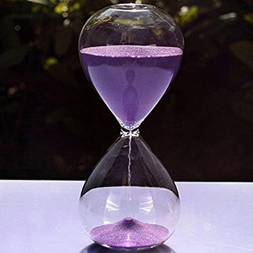 Large Fashion Colorful Sand Glass Sandglass Hourglass Timer Clear Smooth Glass Measures Home Desk Decor Xmas Birthday Gift (5 Minutes, Purple)