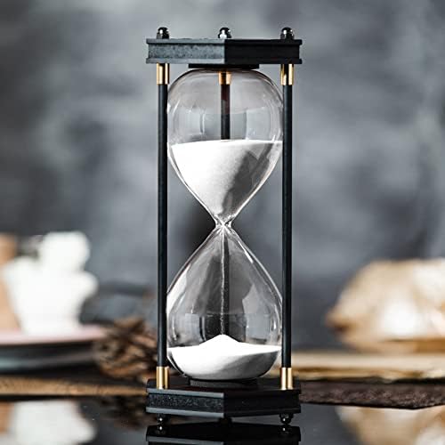 AKAKA MUNING Large Hourglass Timer 60 Minute, Hexagon Wood Sandglass, White