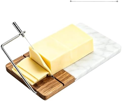 Jalz Jalz Natural White Marble Cheese Slicer Board with Stainless Steel Wire & Extra Wires