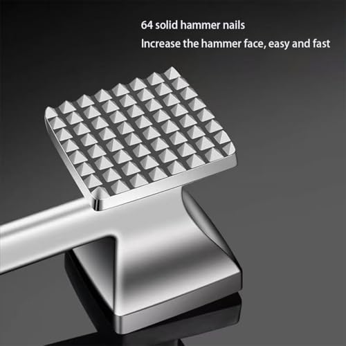 Meat Tenderizer, Stainless Steel Meat Tenderiser Hammer, Dual-Sided Heavy Duty, for Steak, Chicken, Pork, Fish 10.6 x 2.4 x 1.8in Silver