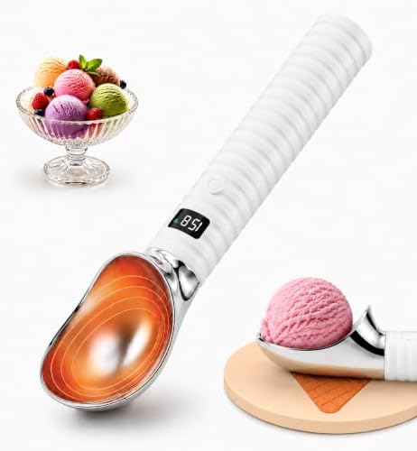 Heated Ice Cream Scoop Rechargeable, with LED Display Screen(White)
