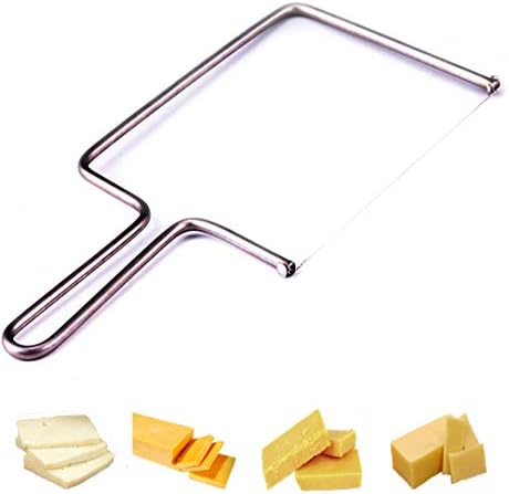 Stainless Steel Cheese Slicer - Lyre Wire Cutter for Soft & Hard Cheese, Eggs, Fruits & Desserts - Handheld Butter Cutter With 2 Extra Wires