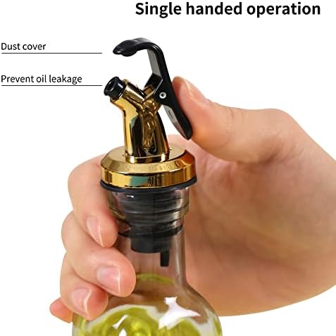Oil and Vinegar Dispenser Set with Caddy, Glass Bottle Seasoning Pepper Salt Dispenser Oil Spouts Oil Funnel Brush Kit