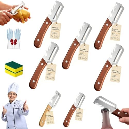 Ultimate Kitchen Multi Tool Peeler, Precision Peeler Pro, Solid Wood Non-Slip Handle, 3 in 1 vegetable peeler set, 2.5 mm Zero Pressure Peelers, for Cane, Potato, Fruit, Easy to Clean (5 PCS A)