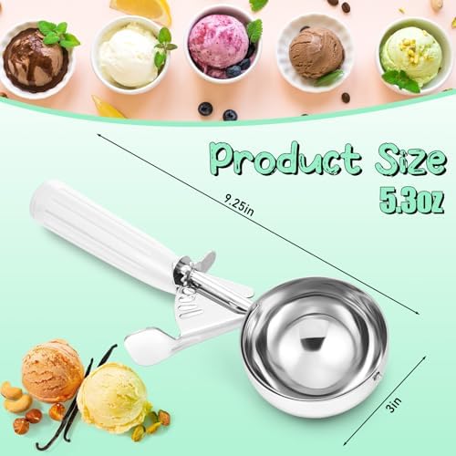 Reallnaive 4 Pcs Ice Cream Scooper with Trigger, 5.3 oz, White