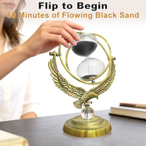 Hourglass Sand Timer, Eagle Brass Hour Glass Sand Clock 60 Minute for Decor