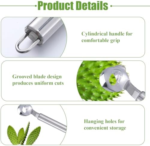 2 Pack Cactus Peeler Spoon, Stainless Steel Pelador de Nopales Multi-Function Spoon Shape Cutter with Long Handle Spoons Cactus Thorn Removal Tool for Carrot Potato Vegetables
