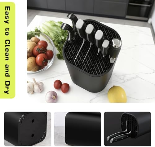 Universal Knife Block, Detachable Square Knife Storage Holder (Knives Not Included) - Black Kitchen Knife Stand