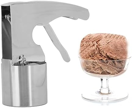Ice Cream Scoop Stainless Steel, Cylindrical Ice Cream Scoop with Trigger Ergonomic Design Adjustable Scooper Old Time