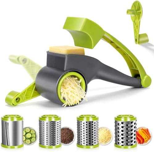 Masthome Cheese Grater, 4 Stainless Steel Drums with 1 Replacement Handle