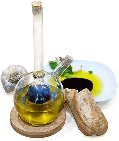Lily's Home Glass Olive Oil and Vinegar Dispenser, A Beautiful Addition to Any Kitchen and Dinnerware Set with Bamboo Coaster.